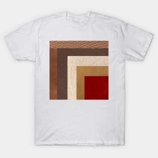 ART leather collage brown with red T-Shirt
